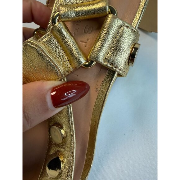 Halston Heritage Mica Sandal Womens Size 5.5M Gold & Bronze Studded Block Heel - Picture 14 of 15